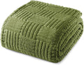 Whale Flotilla Lightweight Fleece King Size Blanket for Bed, Fuzzy Soft Blankets with Decorative Jacquard Pattern for All Season, Warm and Fluffy, 90x104 Inch, Olive