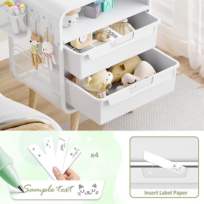 Kids Nightstand,White Night Stand,White Side Table,Bedside Table,Cute End Table with Storage Drawer for Girls boy