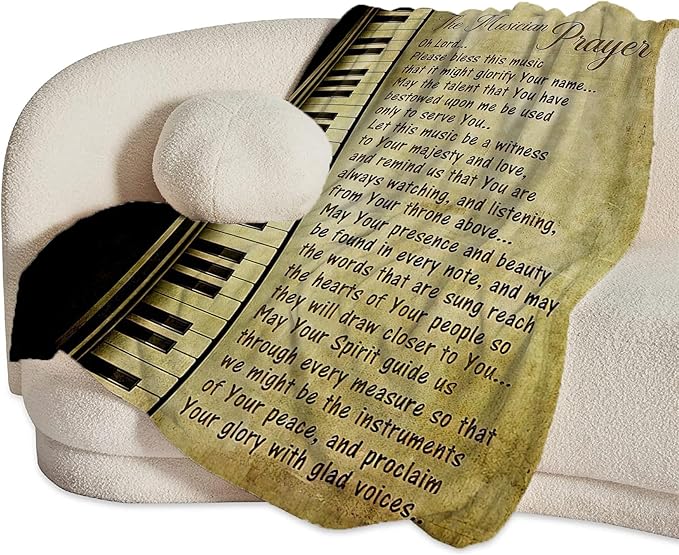 Piano Music Blanket Musician Prayer Throw Blankets Piano Keys Decor Stuff Cozy Flannel Fleece Soft Plush Fuzzy Warm Lightweight Bedding Gifts for Women Girls Kids 50"X40"