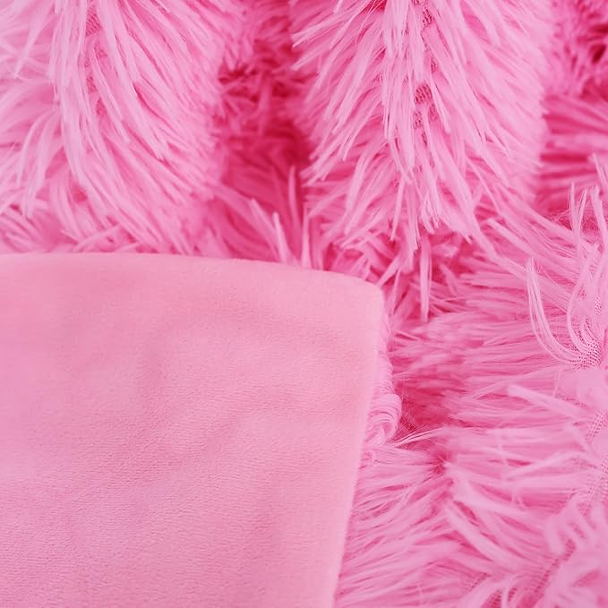 Plush Super Soft Blanket Bedding Sofa Cover Furry Fuzzy Fur Warm Throw Qulit Cozy Couch Blanket for Winter (Throw (51" x 63"), Pink)