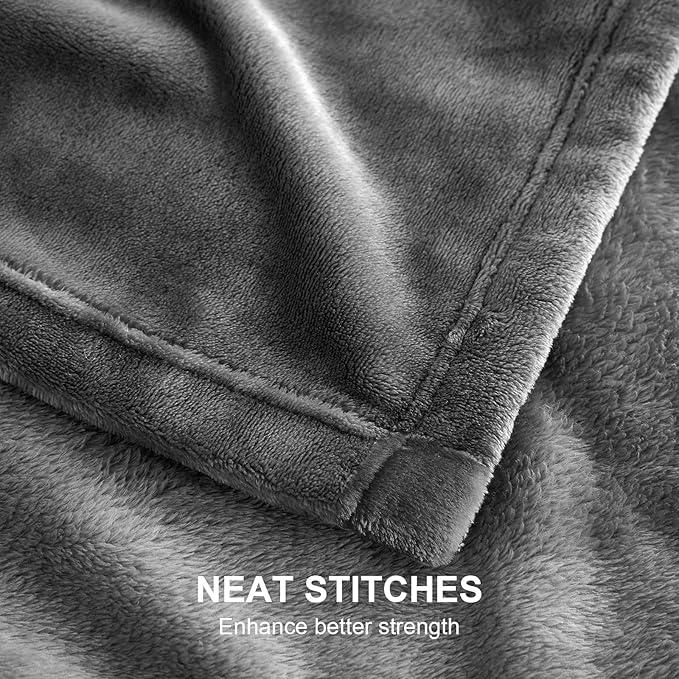 Hansleep Fleece Blanket Twin Size Grey, Soft Cozy Twin Blanket, Fuzzy Flannel Blanket for Bed, Sofa, Couch, Travel, Camping, 60 x 80 Inches