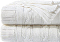 NTBAY 100% Pure Cotton Cable Knit Throw Blanket, Super Soft Warm 51x67 Knitted Throw Blanket for Couch, Sofa, Chair, Bed - Extra Cozy, Machine Washable, Comfortable Home Decor, White