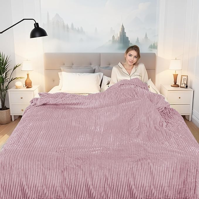 Electric Heated Blanket Full Size 72"x84" with Cozy Flannel, 6 Heat Settings & 10 Hours Auto Off, Soft & Cozy Warming Throw for Home, Office, or Bed, Machine Washable, Pink