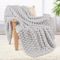 Whale Flotilla Throw Blanket for Couch with Jacquard Pattern, Fuzzy Soft Cozy Exquisite Blankets for All Season, Warm and Fluffy, 50x60 Inch, Light Grey