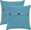 HWY 50 Smoke Blue Chenille Throw Pillow Covers 20x20 Inch with Triple Buttons, Soft Farmhouse Accent Decorative Cushion Cases for Couch Sofa Bed Living Room Pack of 2