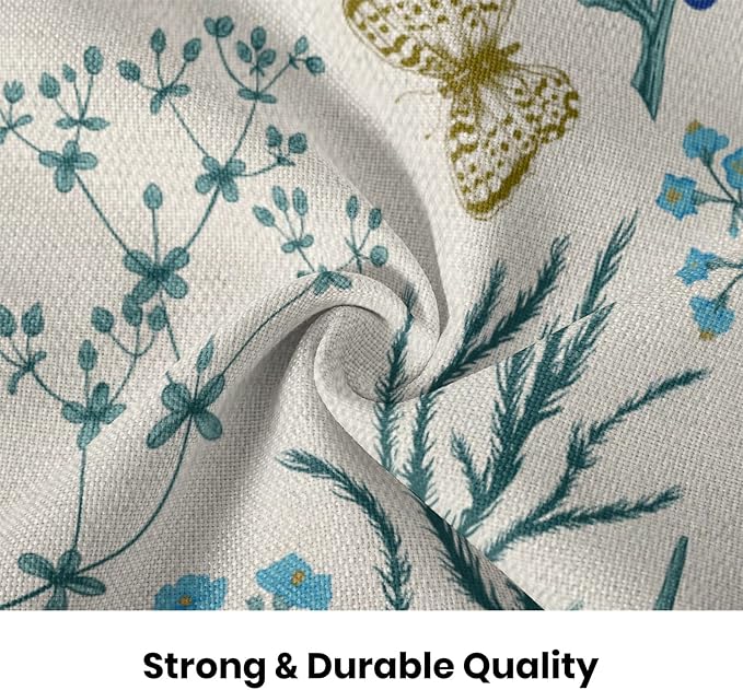 AEIOAE Spring Pillow Covers 16x16 Inch Set of 2,Blue Teal Wild Flower Plant Throw Pillows Case,Seasonal Floral Outdoor Decorative Square Linen Farmhouse Decor Cushion Covers for Home Sofa Bed Couch