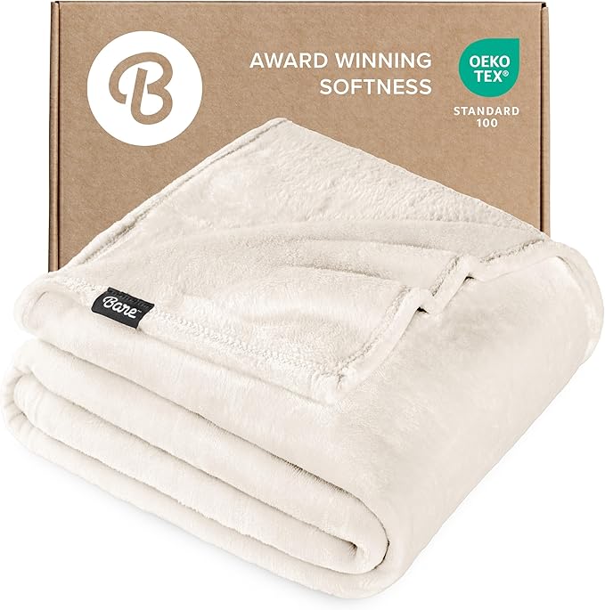 Bare Home Fleece Blanket - Throw Extra Long - Ultra-Soft Lightweight for Bed, Sofa, and Couch - Luxury Microplush - Cozy Warm Blanket (Throw XL, Vanilla)