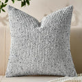 Allorry Decorative Couch Throw Pillow Covers 20x20 Blue Striped Soft Wool Pillow Covers Neutral Textured Boho Cushion Covers for Modern Farmhouse Sofa Bedroom Living Room Decor SY011-C20