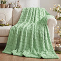 Horaldaily Easter Solid Blanket Throw, Green Rabbits Soft Fuzzy Plush Faux Fur Cozy Blankets for Couch Sofa Bed Lounging, Ideal Gifts for Kids Adults Wife Self, 50x60
