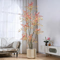 7.2ft Faux Bamboo Tree Artificial Nandina Tree Artificial Indoor Plants Realistic Fake Potted Tree with 800+ Leaves, Cement Planter - Home Office Decor Perfect for Housewarming Gift Non-Toxic