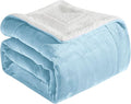 Elegant Comfort Ultra Soft Reversible Flannel Sherpa Blanket - Cozy Silky Fleece Throw for Couch, Bed - Plush Fuzzy Warm Winter Blanket for Gift, Twin XL, Aqua