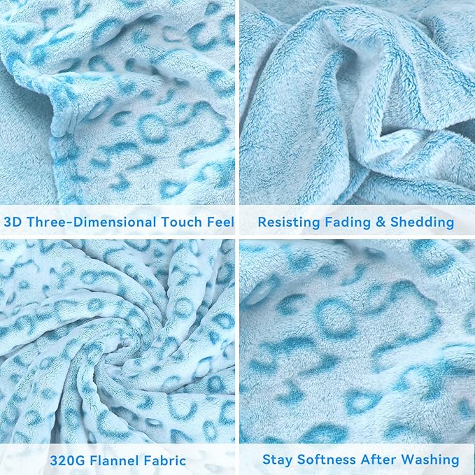 Blue Leopard Print Blanket for Women, Soft Plush Cheetah Blanket, King Size Fleece Blanket for Bed Couch, Home Decor Bedroom Living Room Decor, Mothers Day Birthday Gifts for Mom Grandma
