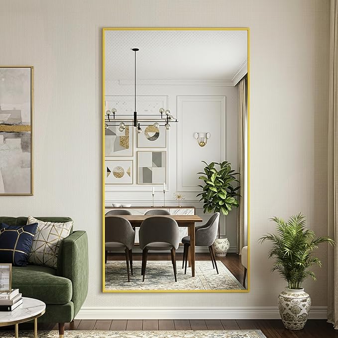 FICTOR Bathroom Vanity Mirror-Gold,55x30 Inch, Shatterproof & Anti-Rust, Wall Mount Large Rectangle Mirrors with Metal Frame for Over Sink, Bathroom, Bedroom, Living Room,Entryway