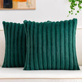 Aegero Pack of 2 Faux Fur Fall Throw Pillow Covers 24x24 Inch, Soft Plush Striped Neutral Couch Pillow Cover, with Velvet Back Modern Home Decor for Sofa Living Room Couch Bed Blackish Green