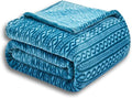 Soft Cozy Fleece Throw Blanket, 50x60 Inches – Lightweight Plush Blanket for Couch, Fuzzy 3D Jacquard Design, for Sofa, Bed & Travel, Teal Chain