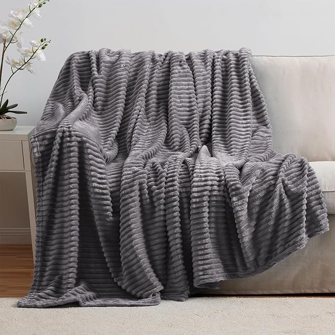 Nestl Purple Blanket Queen Size for Bed - Cozy Warm Fuzzy Blankets for Women, Plush Large Fleece Throws for Girls - Dusty Purple, 90 x 90 Inches