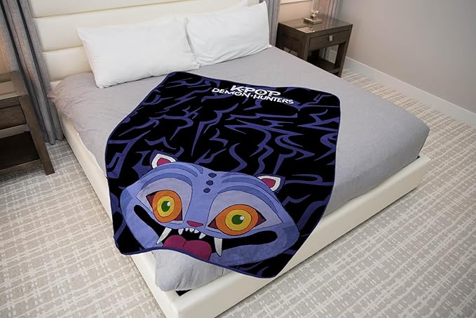 Jay Franco Kids Plush Throw Blanket – Ultra Soft Cozy Plush Fleece for Bed, Couch, Sofa, Home Décor, Official Licensed Derpy, Black - Kpop Demon Hunters, 46x60 - Throw Blanket