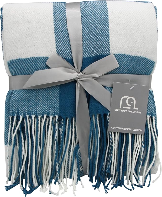 Blankets - Buffalo Plaid Throw Blanket - Decorative Checkered Blanket - Ultra-Soft - Lightweight & Indoor Outdoor Blanket - Ideal for Living Room, Couch, Travelling Good for All Seasons, Teal
