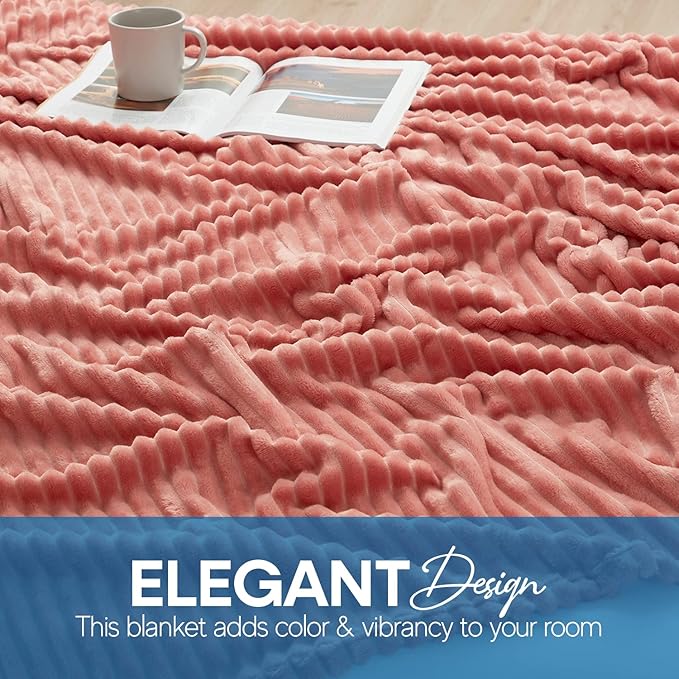 Nestl Rose Blanket King Size for Bed - Cozy Warm Fuzzy Blankets for Women, Plush Large Fleece Throws for Girls - Misty Rose, 108 x 90 Inches