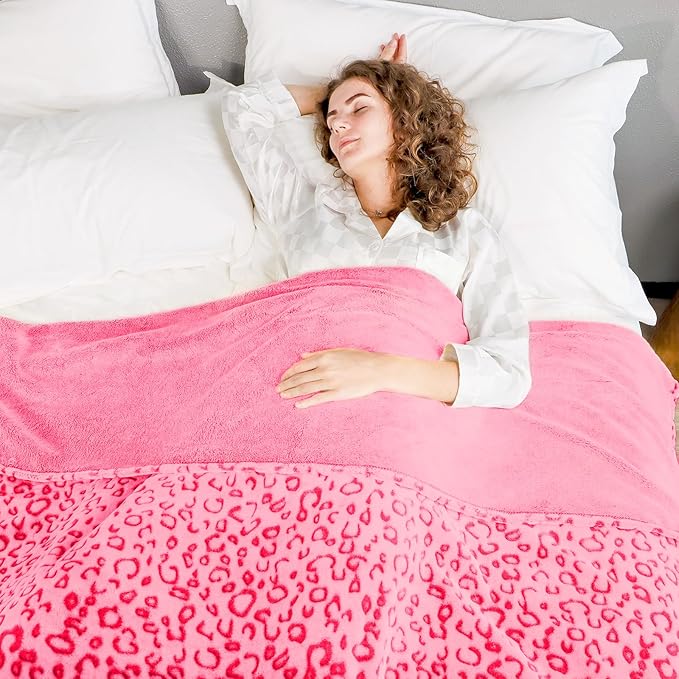 ZHIKU Pink Blanket for Women - Cheetah Print Blanket Pink Gifts for Women Mother Girls Soft Warm Leopard Print Throw Blanket for Birthday Gifts King Size
