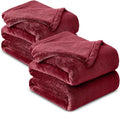 IR Imperial Rooms Fleece Blanket 2 Pack - Super Soft Fluffy Burgundy Throw Blanket for Sofa and Bed - Warm and Cozy Lightweight 400 GSM Microfiber Bed Throws Blankets, 50x60 Inches (Throw/Travel)