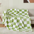 BEDELITE Checkered Throw Blanket for Couch, Soft & Cozy Fleece Flannel Blanket with Checkerboard Grid Home Decor, Checkered Green, 50x60 Inches