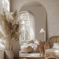 Full Length Mirror, 76"x34" Oversized Arched Mirror Large Standing Mirrors, Tall Mirrors Body Floor Mirror for Bedroom Living Room Aluminum Frame,Gold