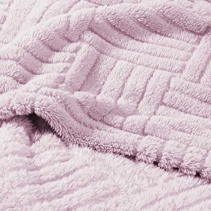 Whale Flotilla Lightweight Fleece Throw Blanket for Couch, Fuzzy Soft Blankets with Decorative Jacquard Pattern for All Season, Warm and Fluffy, 50x60 Inch, Lilac