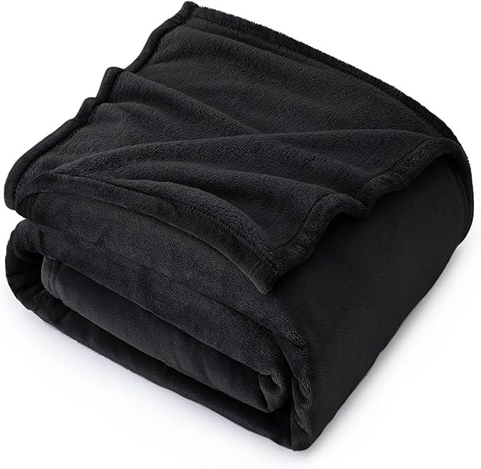 Polar Fleece Throw Blanket for Couch, Twin Bed, Chair, Kids, Adults, Pets 50x60 Soft Cozy Reversible Throw Blanket (Midnight Black)