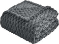 Vessia Flannel Fleece Throw Blanket(50x70 inch), 3D Jacquard Grey Fuzzy and Warm Blanket for Couch,Sofa,Bed,Chair, 300GSM Super Soft Touch Cozy Lightweight Throw for All-Season Home Decor