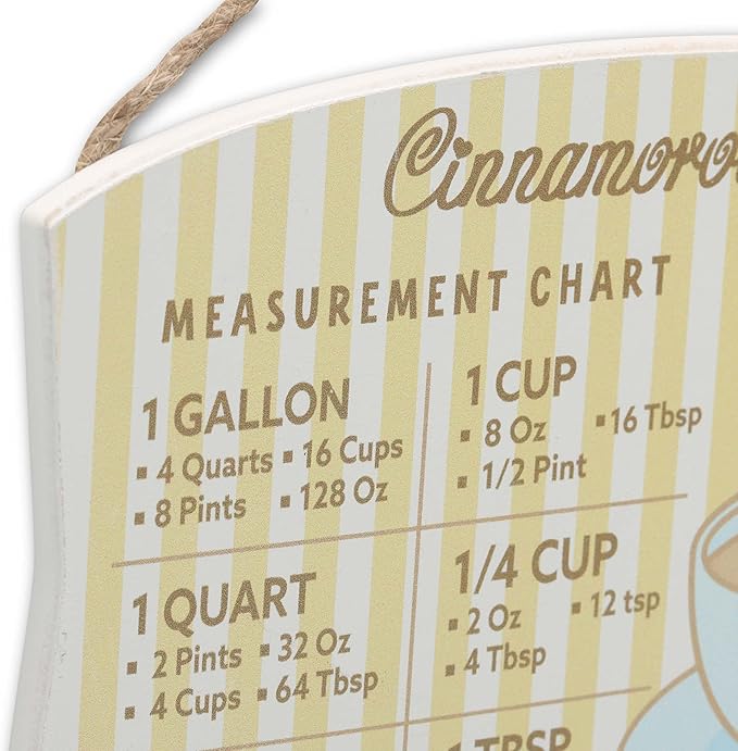 Cinnamoroll Hanging Wood Measurement Sign - Fun Cinnamoroll Kitchen Conversion Chart for Home