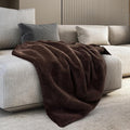 Mon Chateau 60" x 70" Hearthside Faux Fur Throw Blanket, Reversible Soft Blanket for Queen-Size Bed, Couch, or Sofa, Cozy Home Decor and Stylish Living Room Comfort, Winter Cream (Chestnut)