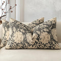Vintage Floral Print Throw Pillow Covers 12x20 Set of 2 Neutral Modern Farmhouse Pillow Cases Accent Decorative Cushion Covers Boho Home Decor for Couch Sofa Chair Bed Living Room, Black