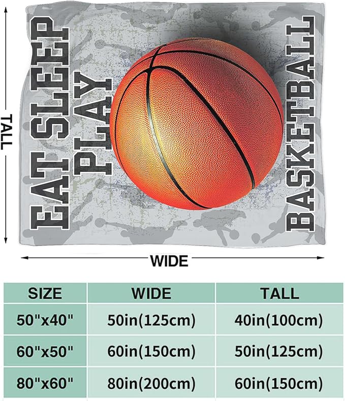 Basketball Blanket for Girls Women Boys Men Adults Kids Soft Cozy Fleece Sports Throw Blankets Gifts Warm Flannel Plush Lightweight Decor for Couch Bed Sofa 60"X50"