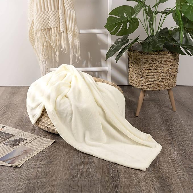NANPIPER Baby Blankets, Super Soft Fleece Fuzzy Blanket for Toddler, Luxury Cozy Lightweight Microfiber Plush Blanket-Throw Size 30"x40",Ivory White