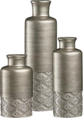 Creative Scents Dublin Silver Vases - Set of 3 Vases for Flowers, Decorative Vases, Farmhouse Decor, Premium Décor, Centerpiece Table Decorations for Your Kitchen, Bedroom, Office, Living Room