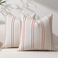 Hckot Christmas Throw Pillow Covers 20x20 Set of 2 Red Striped Pillow Covers Textured Linen Xmas Decorations Pillows Farmhouse Winter Holiday Decor for Sofa Living Room (Red)