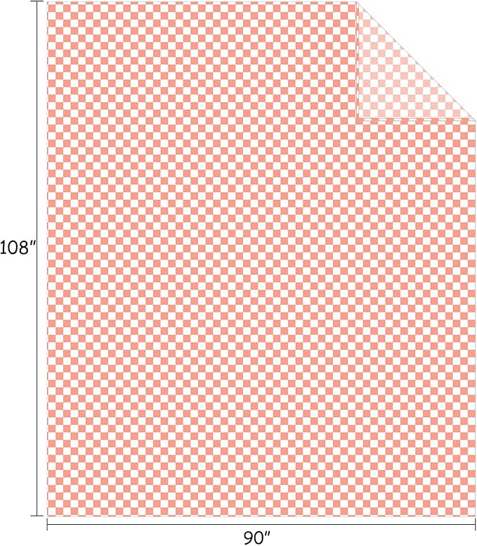 FY FIBER HOUSE Checkered Flannel Fleece Throw Blanket King Size Soft Cozy Checkerboard Grid Print Chessboard Gingham Pattern Blankets for Bed Couch Sofa, 90"x108", Pink