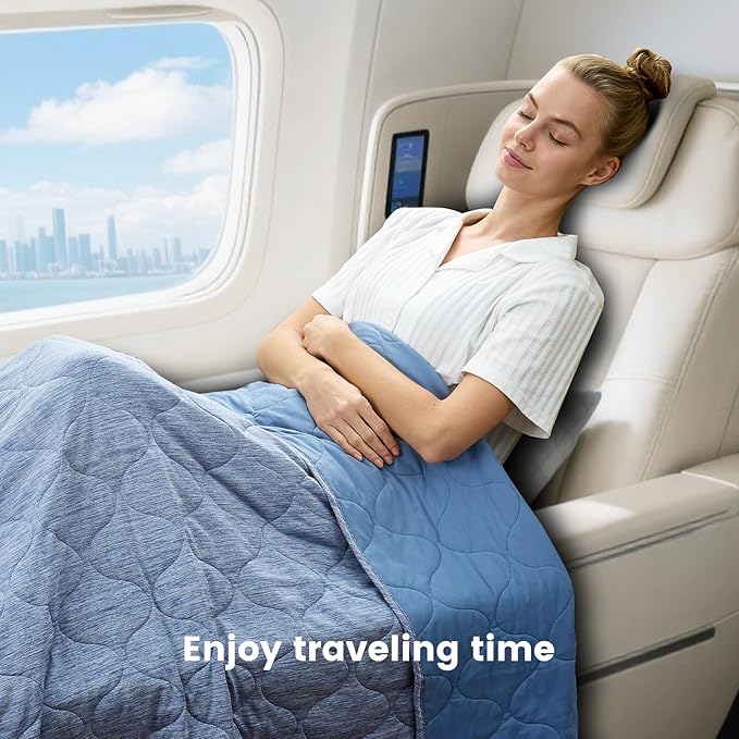 Cozy Bliss Cooling Dual-Sided Blanket for Hot Sleepers, Q-Max>0.46 Lightweight Soft Breathable Bed Blanket, Double Side Cooling Throw for Night Sweats (Denim Blue, 80"x90")