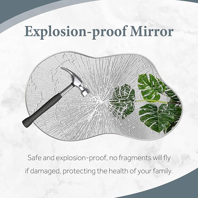 Irregular Wall Mirror - Wall Mirrors Decorative 24"x36" Silver Asymmetrical Mirror Tempered Glass Aviation Aluminum Alloy Frame for Bathroom, Bedroom, Living Room, Cloakroom, Entryway
