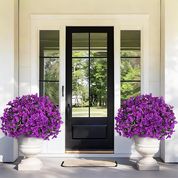 Yastouay 16 Bundles Artificial Flowers for Outdoors, Realistic Bougainvillea Fake Flowers for Outside, UV Resistant Silk Outdoor Faux Plants for Porch Patio Planter Front Door Garden Decor(Fuchsia)