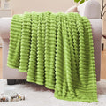 BEDELITE Fleece Blanket Twin Size – 3D Ribbed Jacquard Soft and Warm Decorative Fuzzy Blankets – Cozy, Fluffy, Plush Lightweight Throw Blankets for Couch, Bed, Sofa(Dark Citron, 60x80 inches)