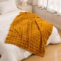 YUSOKI Luxury 3D Bubble Light Weighted Queen Blanket 4.7lb,All Ages,Home Decoration, (Gold,90 * 90inches)