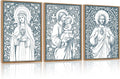 CHDITB Religious Jesus Framed Canvas Wall Art Set Of 3, Christian Wall Decor, Retro Virgin Mary Wall Painting, Christian Spiritual Healing Art Prints For Church Prayer Room Bedroom Living Room 12”X16”