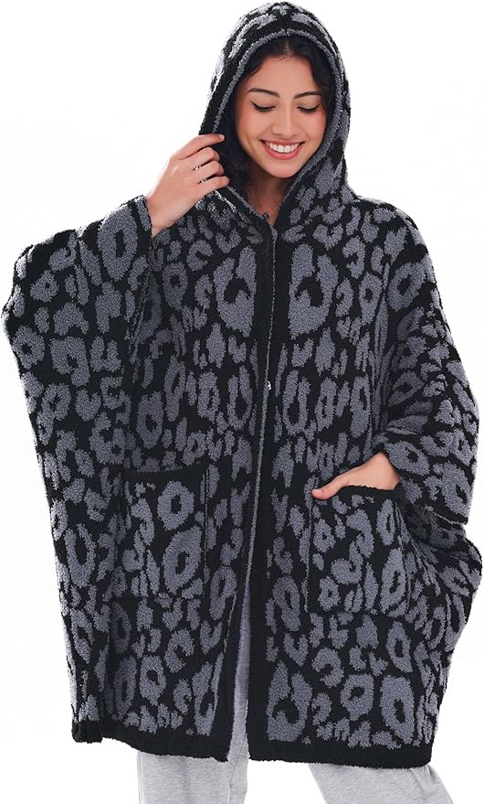 WDCOZY Wearable Blanket Hoodie Poncho Throw Comfy Soft Warm Cape Shawl Cozy Cloak Wrap Hooded with Sleeves For Women Adults