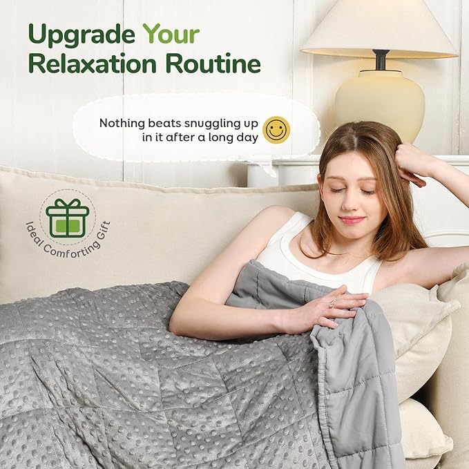 Sivio Weighted Blankets for Adults, Soft Minky Heavy Blanket for Calm Sleeping, King Size Breathable Weighted Throw Blanket for Men and Women, Grey, 80 x 87in, 20lbs