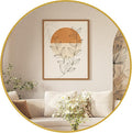 Sweetcrispy 30in Round Bathroom Mirrors for Wall, Bathroom Mirrors for Over Sink, Wall Decor for Bathroom, Entryway, Bedroom, Vanity, Classical Gold
