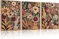 CHDITB Vintage Flowers Framed Canvas Wall Art Set Of 3, Rustic Bohemian Nature Wall Decor, Floral Botanical Prints, Farmhouse Wildflower Wall Painting For Living Room Dining Room Boho Decor 12X16 Inch