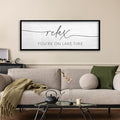 TQianJiang Relax You're On Lake Time Wall Decor 40"×15" Lakeside Quote Sign Lake House Decor for Living Room Bedroom Large Rustic Wooden Framed Wall Hanging Art (Black)