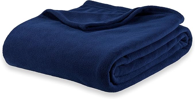 Berkshire Blanket Microfleece Twin Size Bed Blanket Navy,Lightweight Soft Breathable Plush Micro Fleece Blanket for Bed Couch Sofa,60x92 Inches